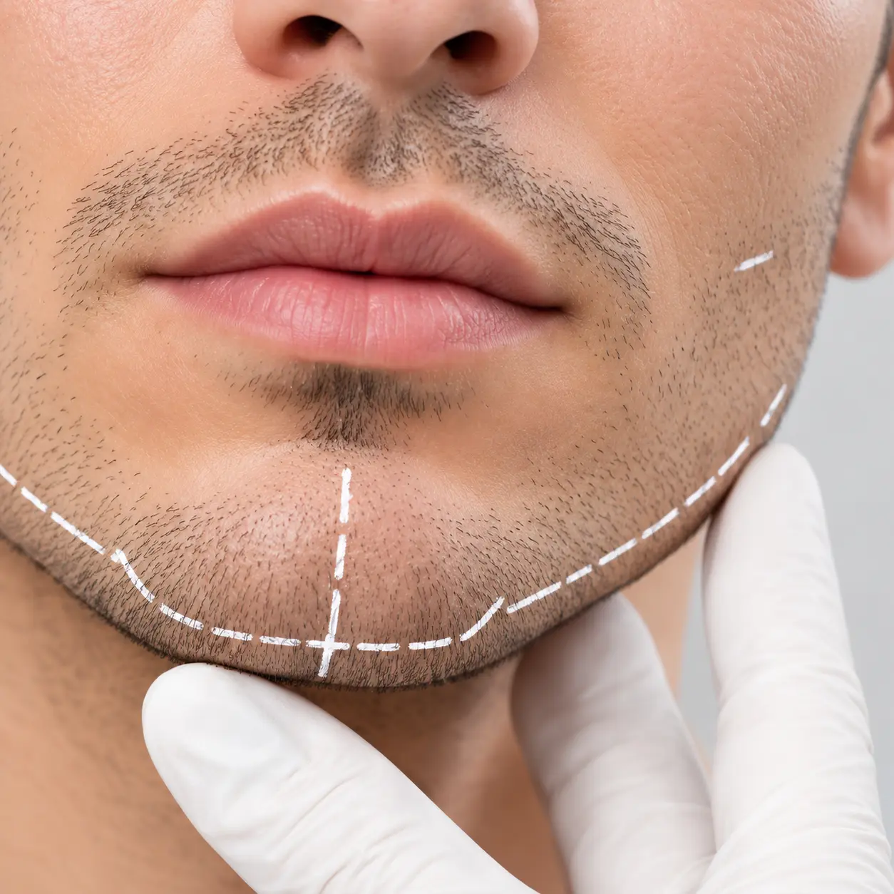 Fils d'or et fillers du visage chez l'homme